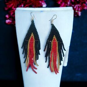 Sale! Gorgeous native style bead fringe earrings